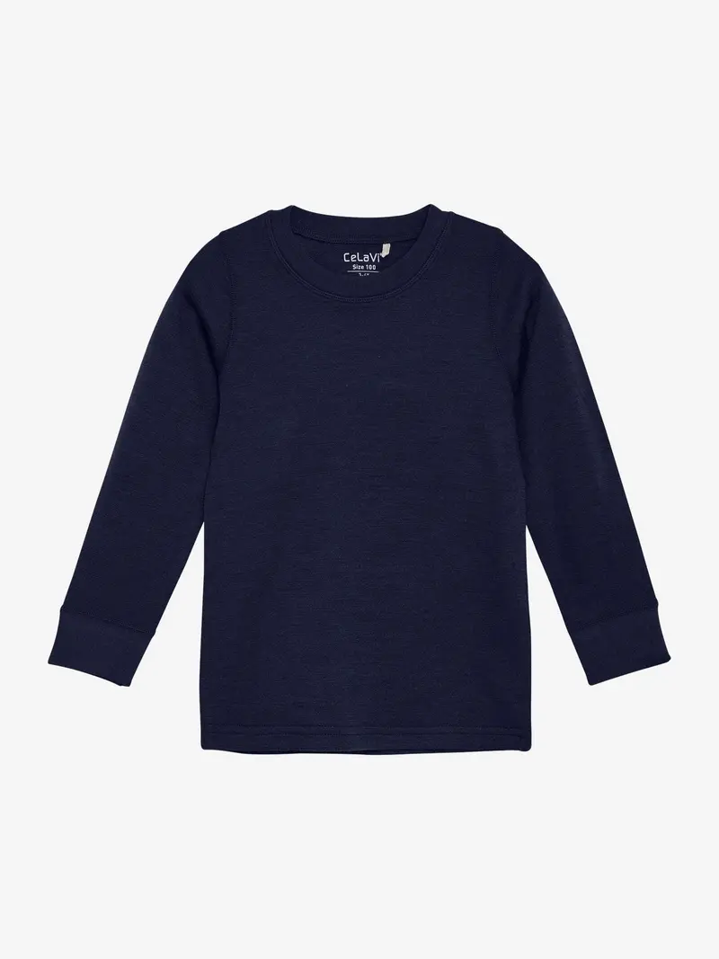 Celavi Wool-Blend T-Shirt In Navy Blue – Textured Knit Top For Toddlers 2