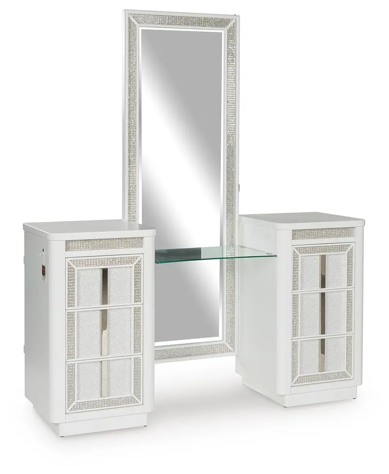 Chalanna Vanity Desk With Integrated Mirror And Led Lighting 1