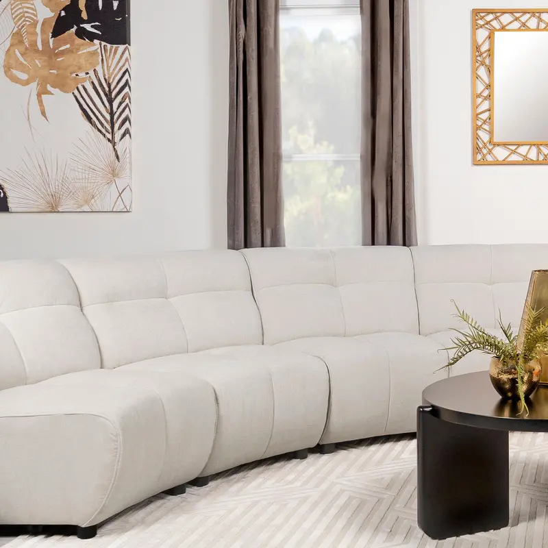 Charlotte Curved Armless Upholstered Chair In Ivory 1