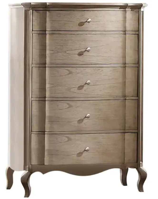 Chelmsford Antique Taupe 5-Drawer Chest – Wooden Storage Dresser By Acme 1