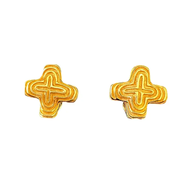 Christopher Walling Textured Gold X-Shape Stud Earrings 1
