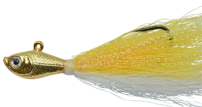 Chrome Gold Bucktail Jig – Bright Metallic Fishing Lure 1