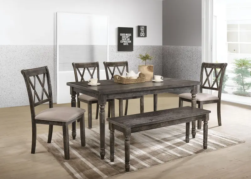 Claudia Ii Distressed Gray Dining Table 1