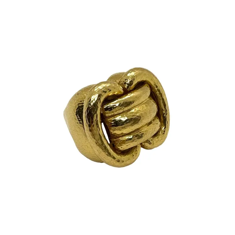 David Webb Hammered-Gold Cocktail Ring With Bold Textured Finish 1