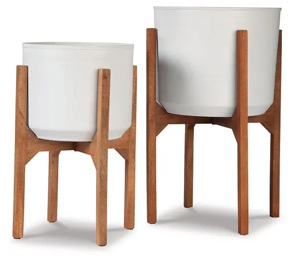 Dorcey Concrete Planter Duo – Modern Indoor/Outdoor Plant Containers (Set Of 2) 1