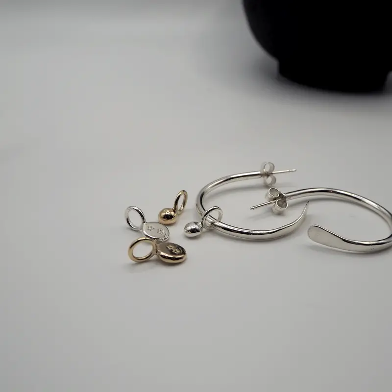 Drop Orb Hoop Earrings With Star Accent 1