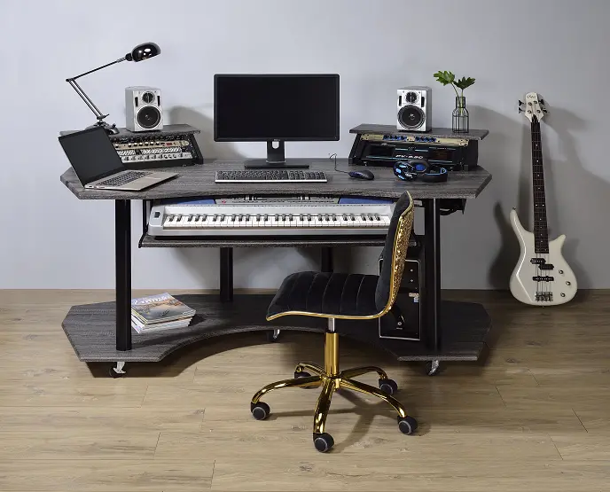 Eleazar Black-Stained Oak Computer Desk 1
