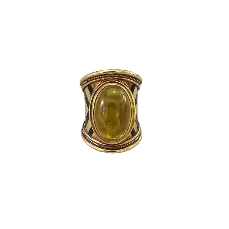 Elizabeth Gage 18K Gold Ring Set With Yellow Tourmaline Center Stone 1