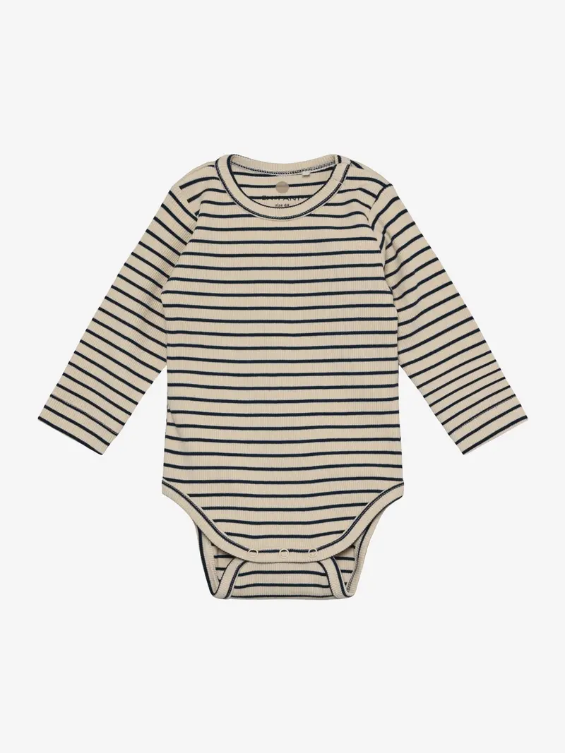 En Fant Long-Sleeve Striped Bodysuit 1