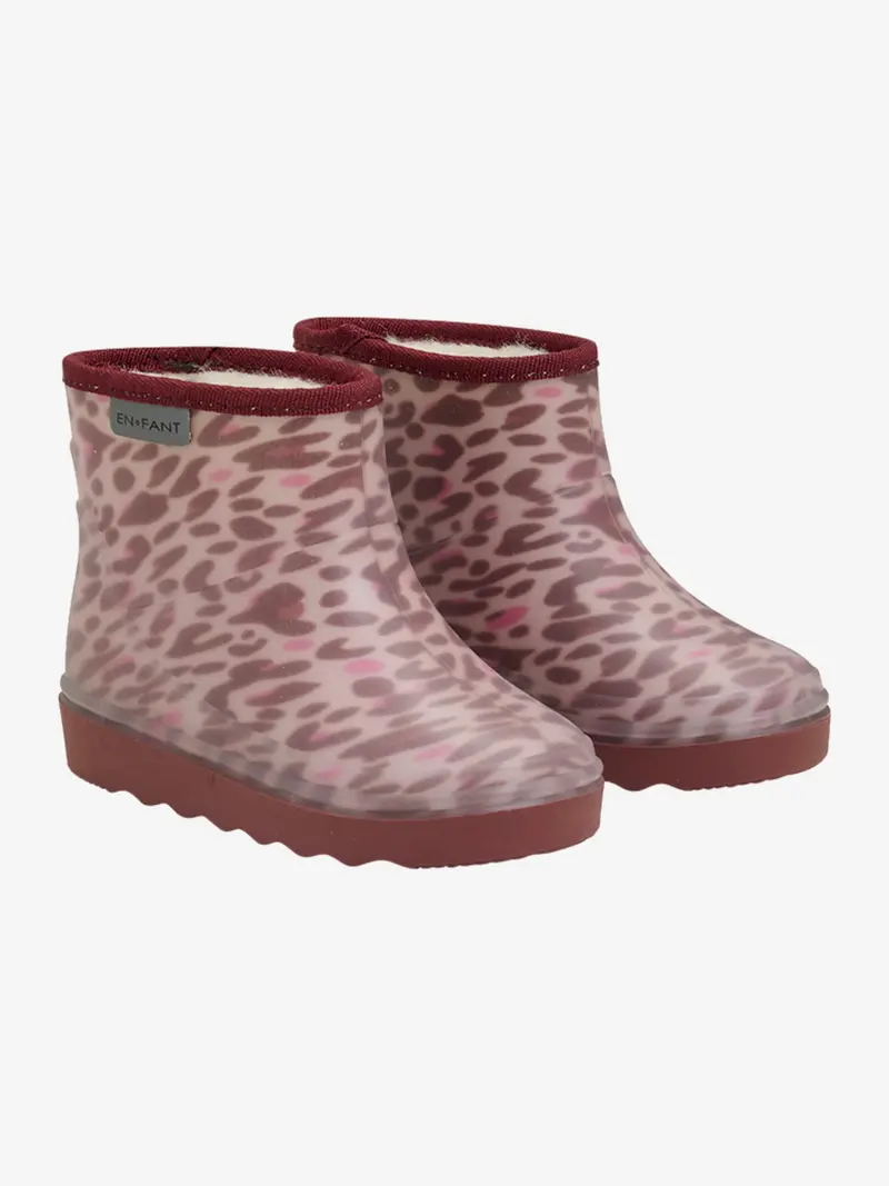 Enfant Short Wool-Lined Thermal Boots In Pink Panther Print 1