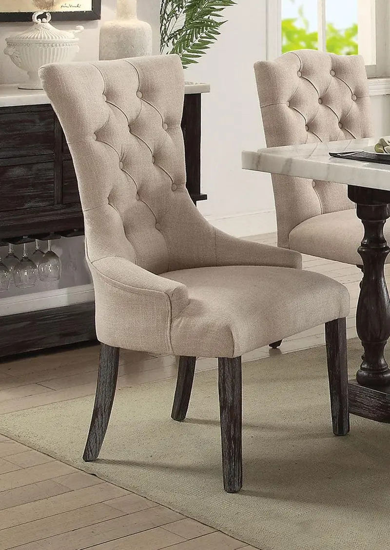 Gerardo Upholstered Armchairs (2-Pack) – Beige & Espresso 1