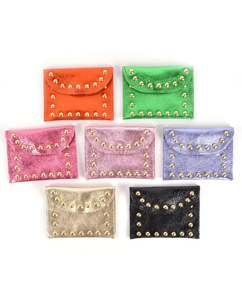 Giuliano Leather Wallet – Metallic Green With Stud Detailing 1