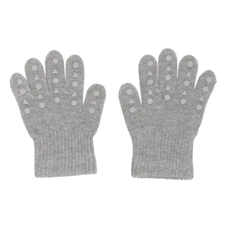 Gobabygo Anti-Slip Knit Gloves – Soft Grey Melange 1