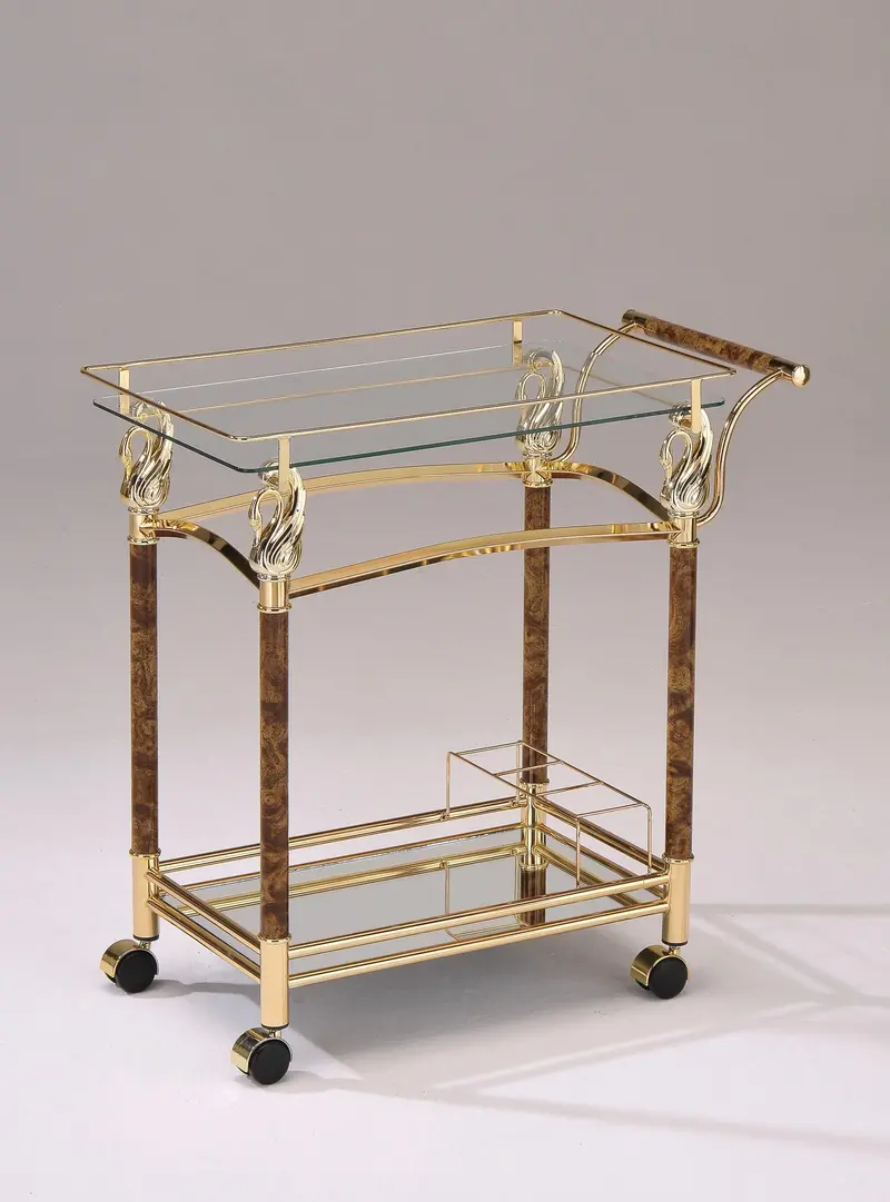 Gold-Plated Tempered Glass Serving Cart – Helmut Series 1