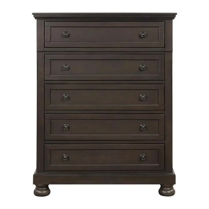 Gray Begonia 5-Drawer Chest – Compact Bedroom Storage 1718Gy-9 1