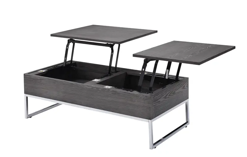 Gray Oak And Chrome Coffee Table – Iban Series 1