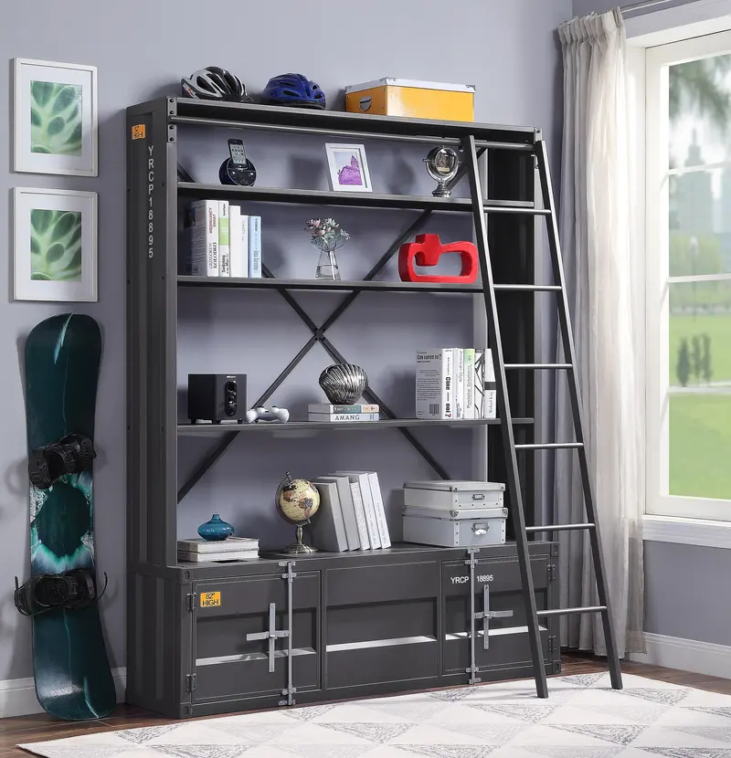 Gunmetal Ladder-Style Bookshelf – Cargo Collection 1