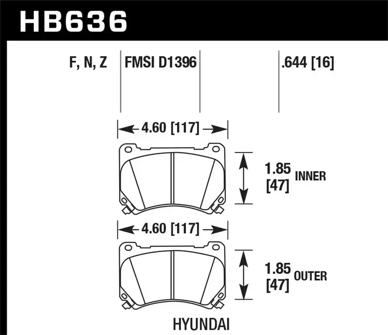 Hawk Ceramic Brake Pads – Hb636Z.644 Series, 0.644" Thickness For Quiet, High-Temp Performance 1