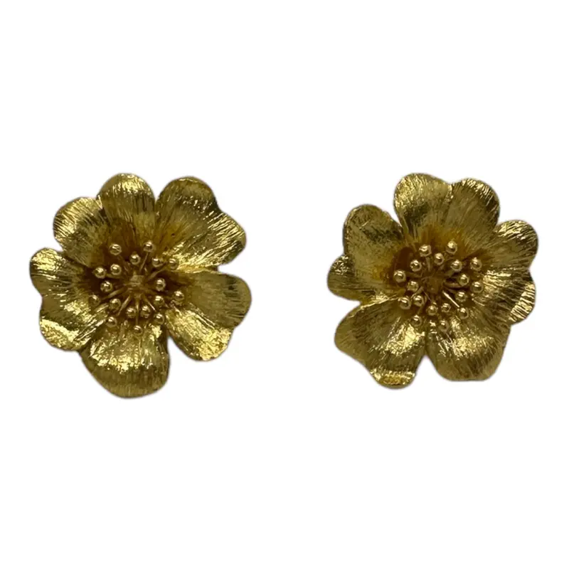 Ilias Lalaounis Wild Rose Floral Earrings In 18K Gold 1