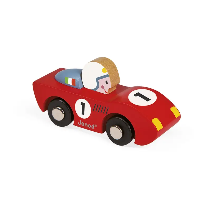 Janod Racing Speed Toy Car – Red Or Blue Push-Along Vehicle For Age 1+ 1