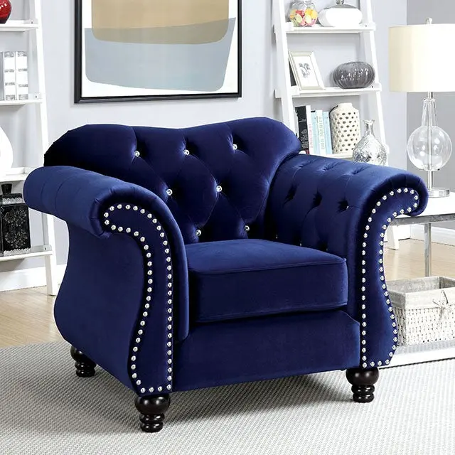 Jolanda Two-Tone Accent Chair In Blue And Grey 1