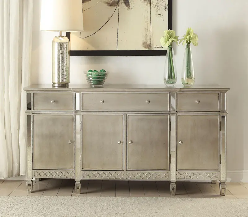 Kacela Champagne-Finish Bar Server With Wine Storage 1