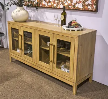 Lasinger Rustic Dining Server With Wine Storage 1