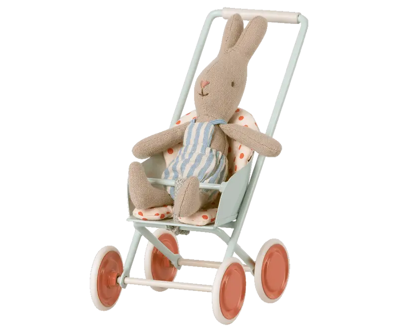 Maileg Micro Pram In Sky Blue — Miniature Doll Carrier For Ages 3+ 1