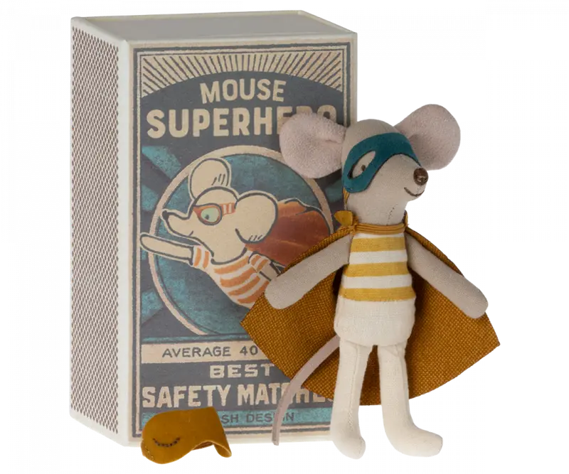 Maileg Superhero Mouse Brother Figure – Collectible Mini Toy In Matchbox-Style Packaging 1