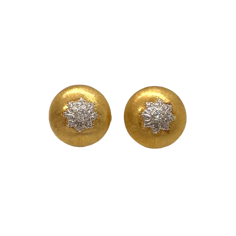 Mario Buccellati Macri-Style 18K Gold Diamond Button Earrings 1