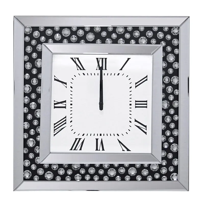 Marku Decorative Wall Clock With Mirrored Frame And Faux Gemstone Accents 1