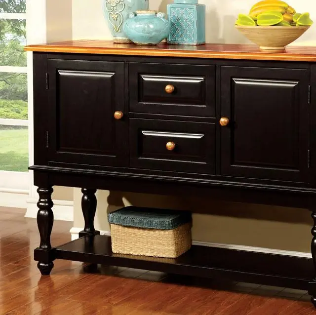 Mayville Black And Antique Oak Buffet Server 1