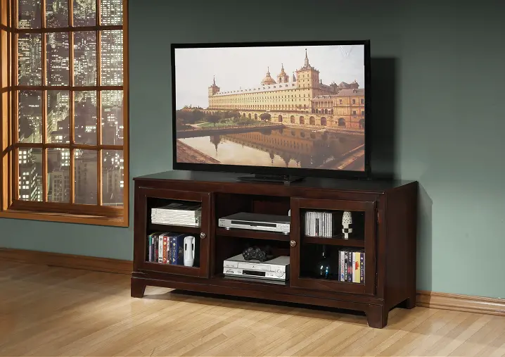 Merlot Halden Media Console With Storage & Cable Management 1