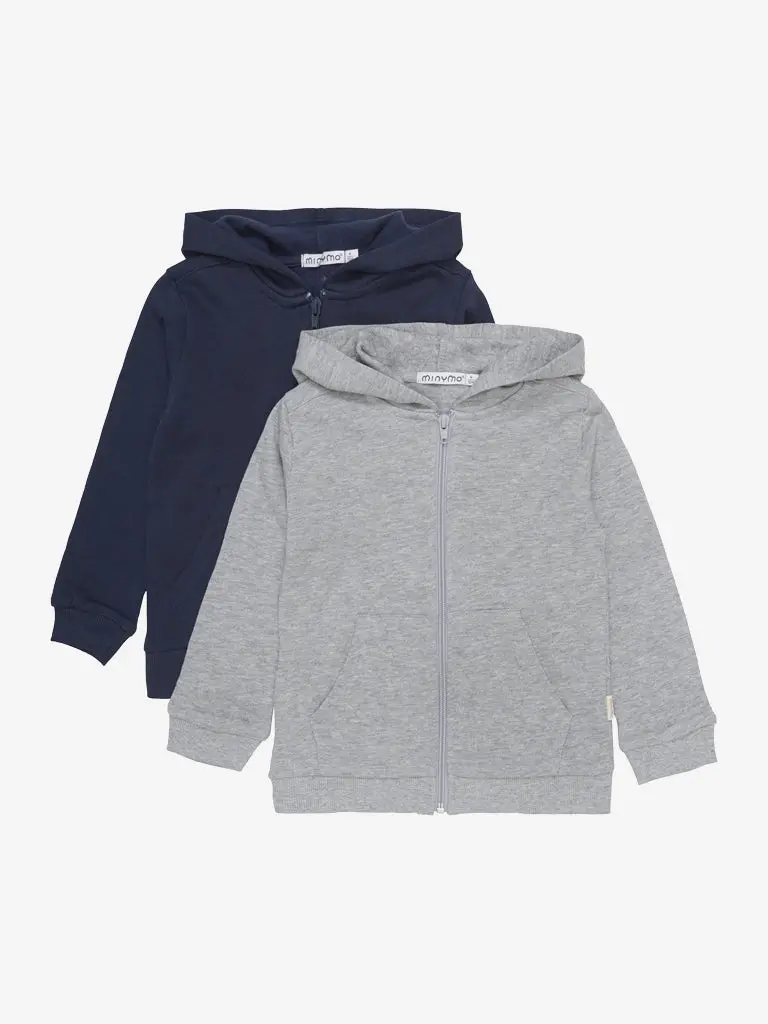 Minymo Hooded Sweatshirt Set – Dual-Tone Blue & Grey Zip-Up Jacket 1