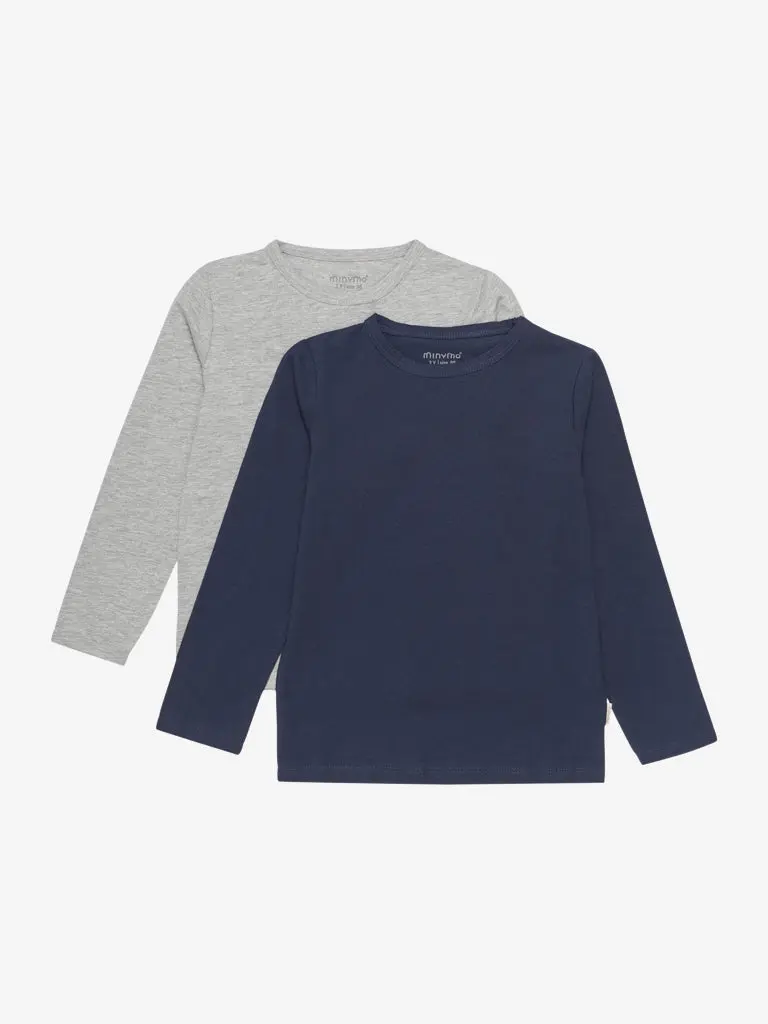 Minymo Long-Sleeve T-Shirt Pack – 2-Piece Navy & Grey Set (Size 92) 1