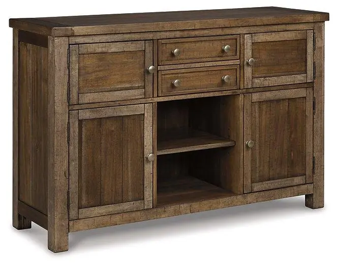 Moriville Rustic Dining Server With Cabinet And Open Shelving 1