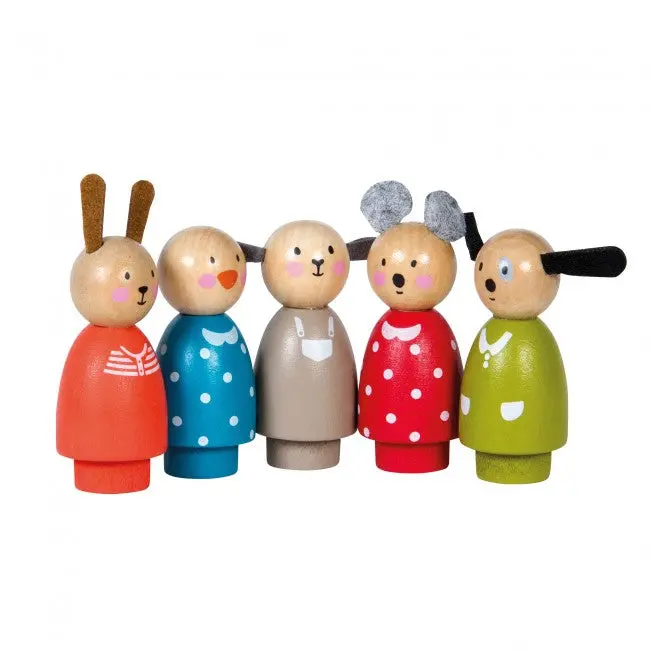 Moulin Roty Wooden Doll Set – 5-Piece Collection – 18 Months+ 1