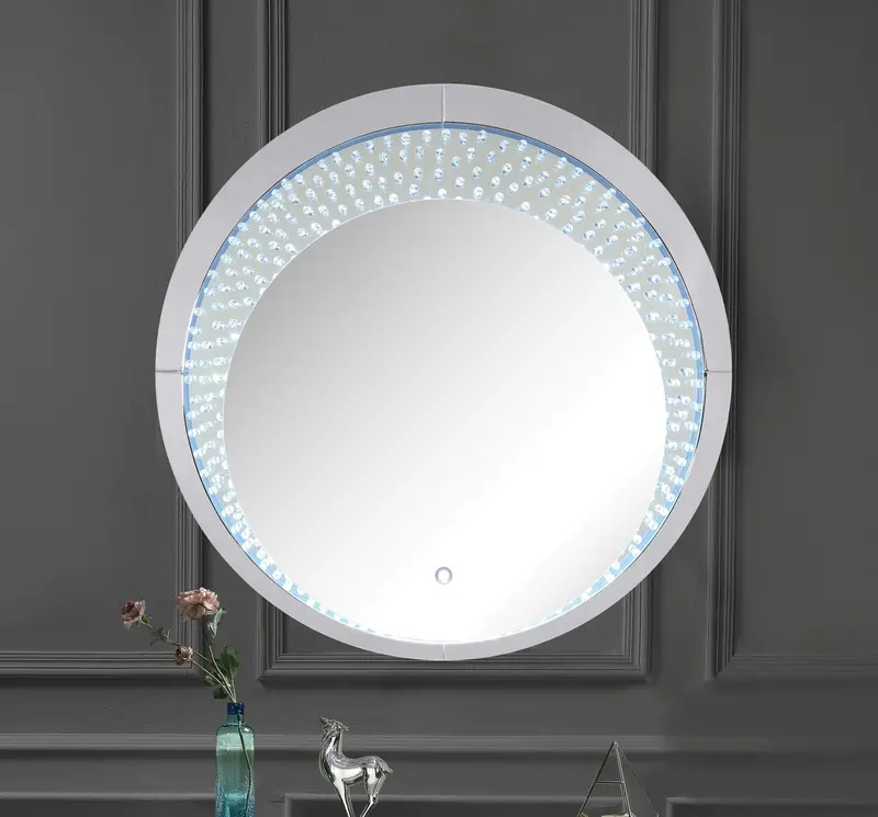Nysa Led-Illuminated Mirrored Wall Art With Faux Crystal Detail 1