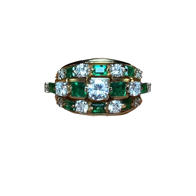 Oscar Heyman Vintage 18K Gold Emerald & Diamond Ring 1