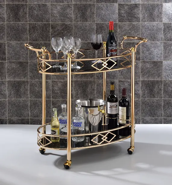 Ottesen Gold-Tone Metal And Tempered Glass Serving Cart 1