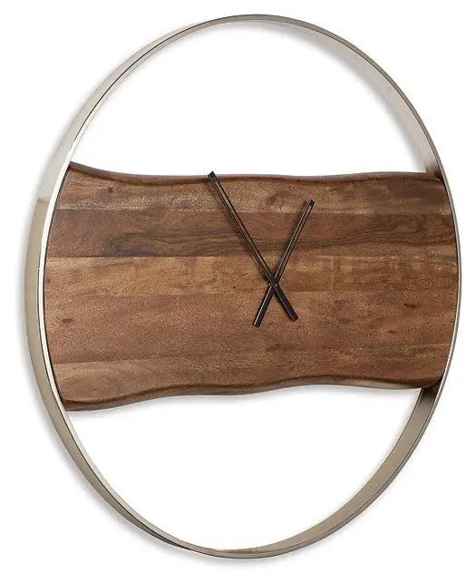 Panchali Vintage-Style Wall Clock – Distressed Wood And Brass Finish 1