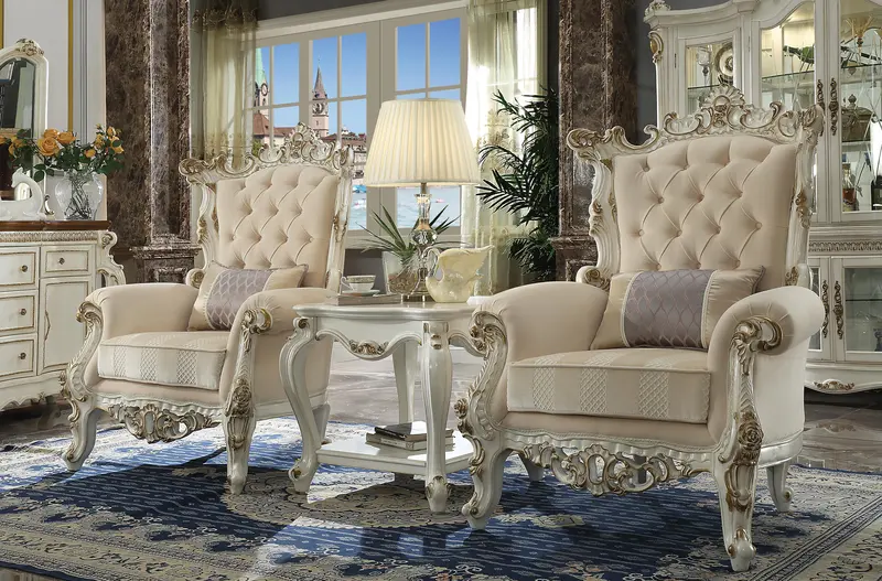 Picardy Ii Accent Chair And Matching Pillow In Fabric And Antique Pearl 1