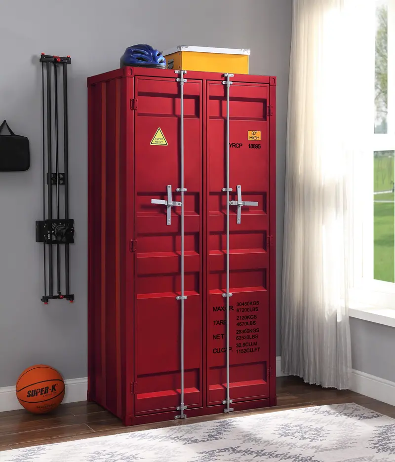 Red Double-Door Wardrobe – Cargo Collection 1