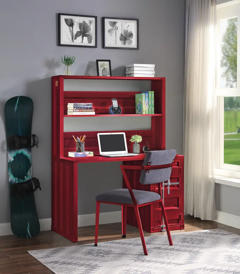 Red Executive Desk With Hutch – Cargo Collection 1