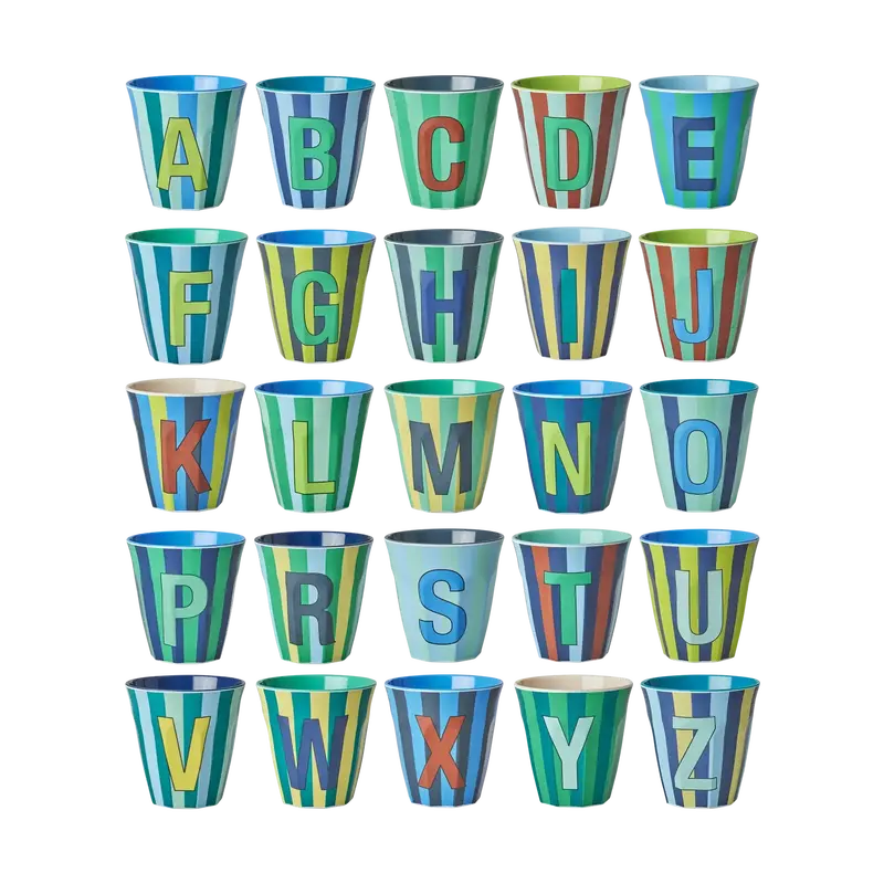 Rice Alphabet Mug In Blue Stripes – Medium Size 1