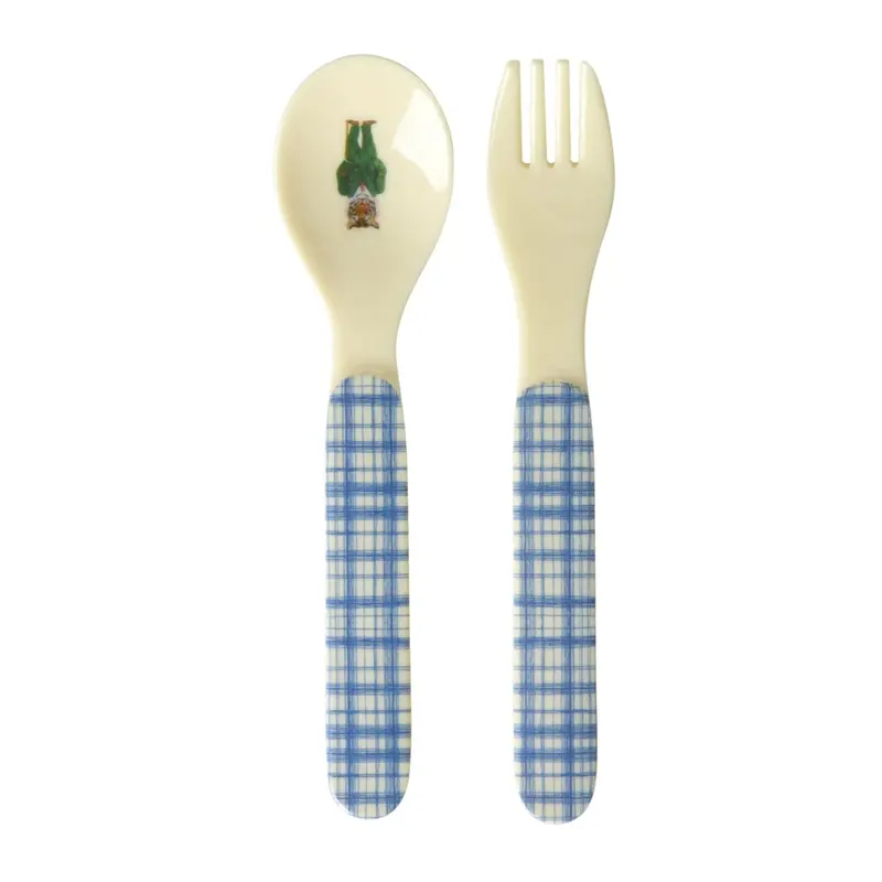 Rice Nathalie Lété Blue Cutlery Set For Kids – Ages 3+ 1