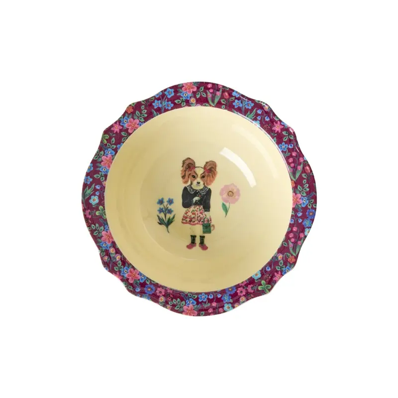 Rice Small Bordeaux Vintage Bowl – Nathalie Lété Illustrated Pattern 1