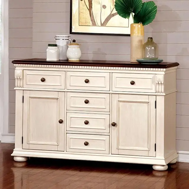 Sabrina White And Cherry Server – Two-Tone Storage & Display Cabinet 1