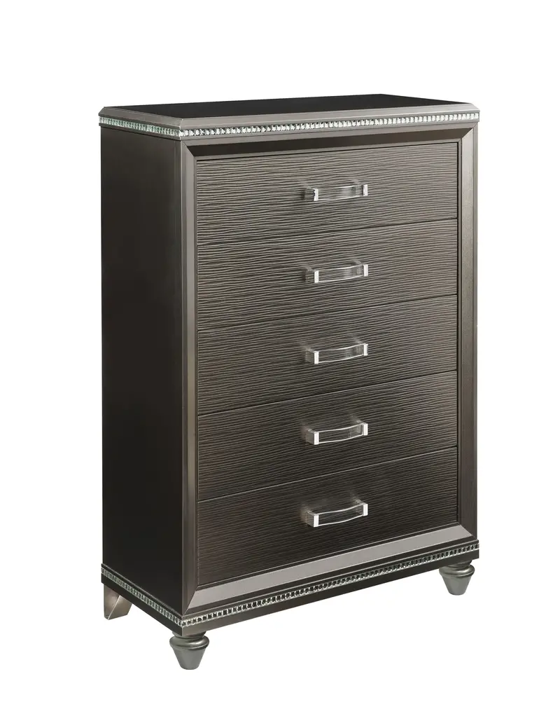 Sadie Dark Champagne 5-Drawer Chest 1