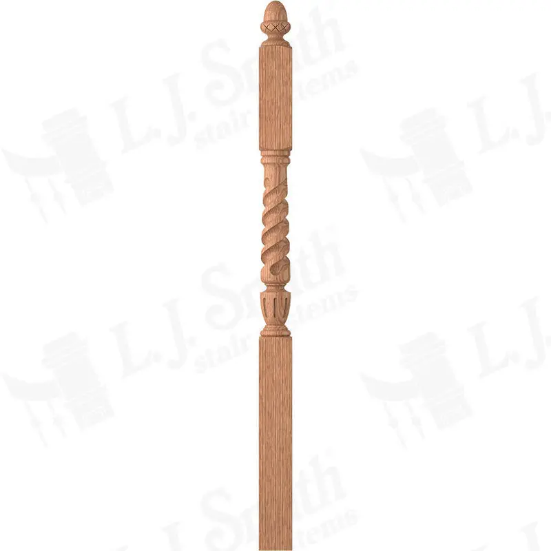 Sheraton Acorn Top Spiral Newel – 3.5" Square X 58" 1